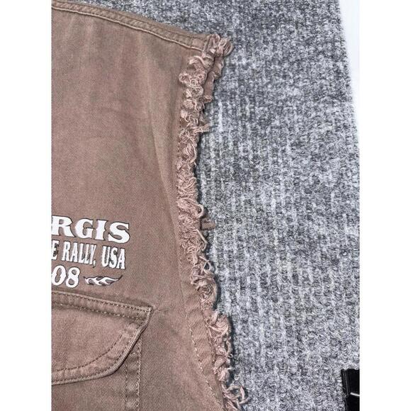VTG Sturgis Shirt Vest Mens Large Brown Button Twin V Hog Biker Motorcycle '08 - Picture 8 of 12